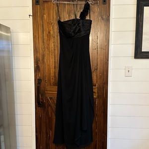 Black floral one shoulder Bill Levkoff dress